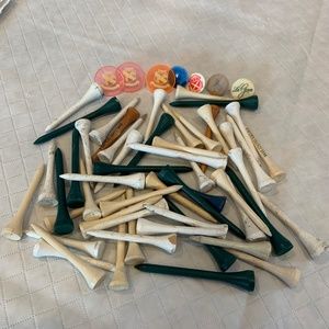 Lot of Vintage Golf Tees Plastic and Wooden - 60+ pcs